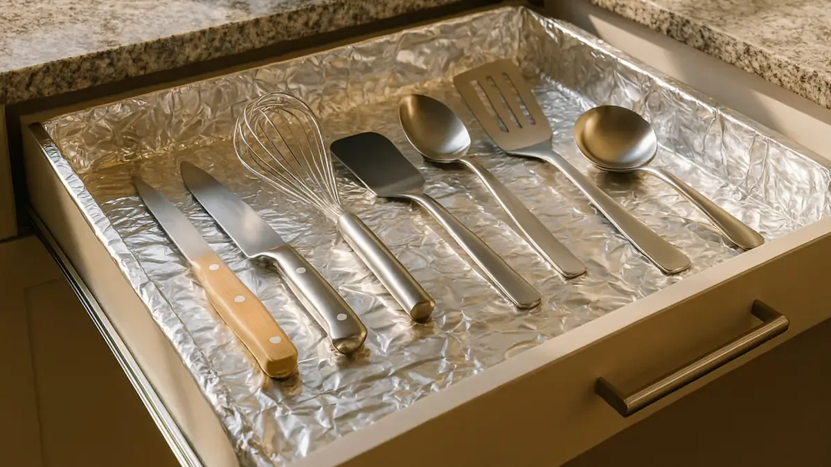 Colocar papel de aluminio en los cajones de la cocina: para qué sirve y por qué lo recomiendan.