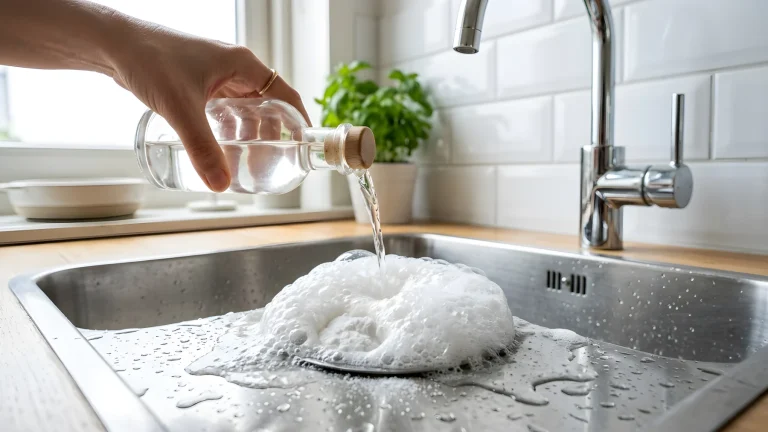 Azijn en baksoda in de afvoer