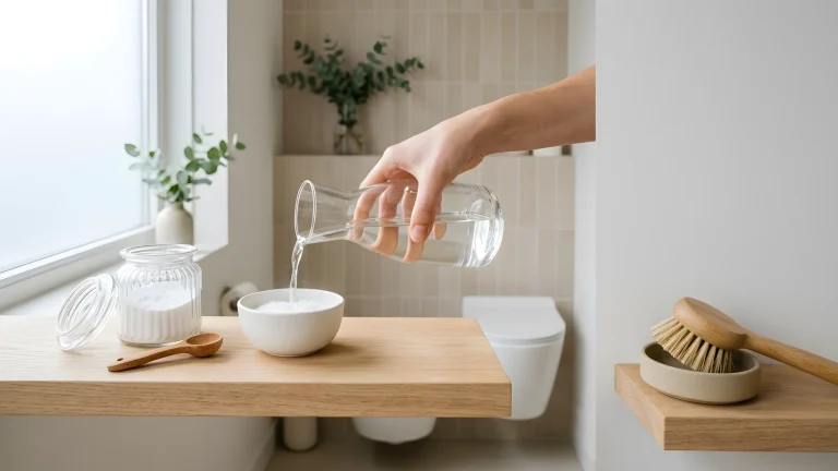 Schone witte toiletpot zonder kalkaanslag na een natuurlijke reiniging