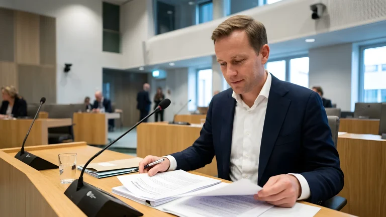 PVV-Tweede Kamerlid Maikel Boon tijdens een parlementair debat in Den Haag