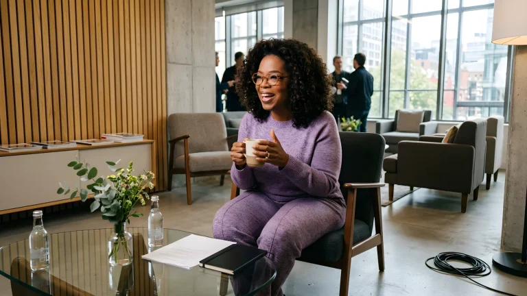 Oprah Winfrey tijdens een openbare bijeenkomst over gezondheid en leefstijl