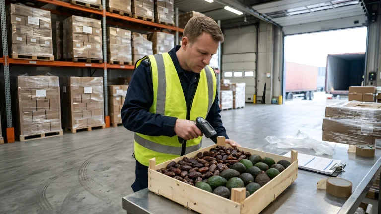 Inspectie van goederen en landbouwproducten bij een douanepost