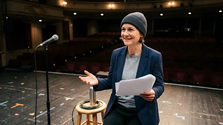 Cabaretière Paulien Cornelisse tijdens een optreden