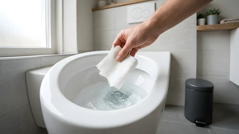 Toiletrolhouder met toiletpapier naast een toilet