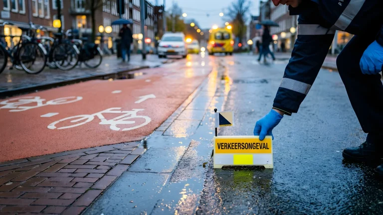 Hulpdiensten met zwaailichten ter plaatse na een verkeersongeval op een kruispunt in Zwolle
