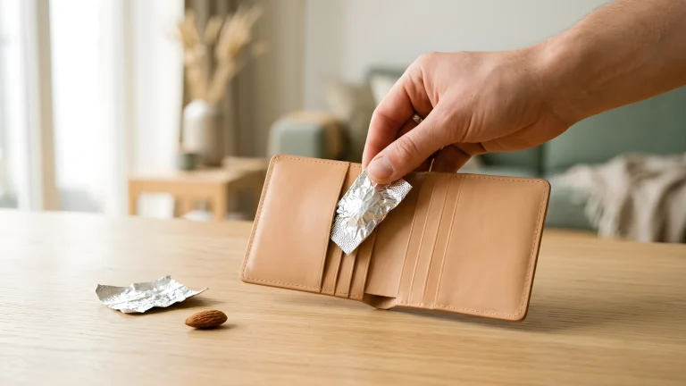 Een amandel gewikkeld in aluminiumfolie