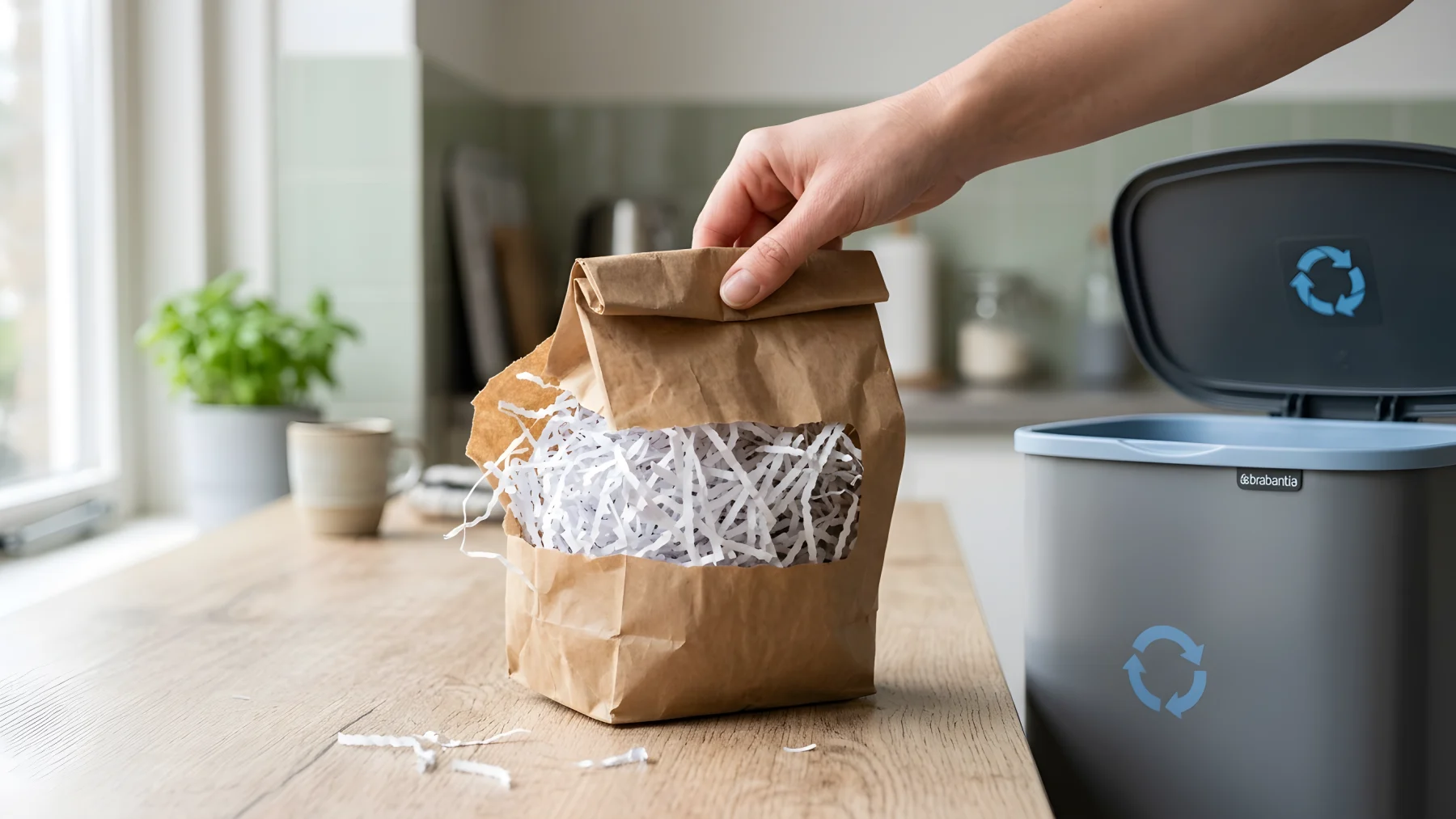 Versnipperd papier uit een papierversnipperaar