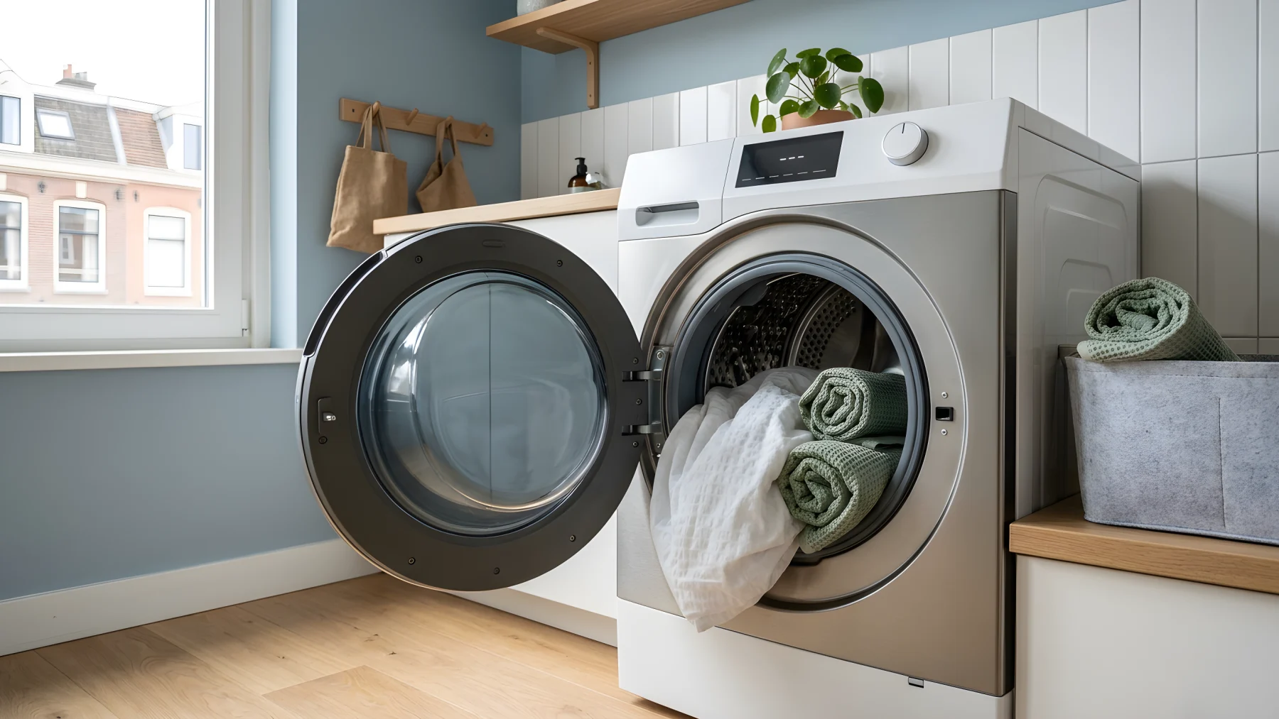 Wasmachine in een Nederlandse bijkeuken