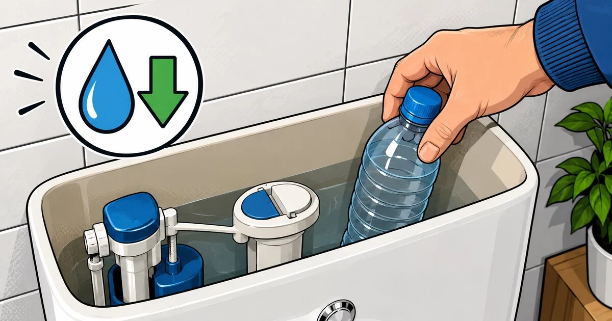 Een fles in de stortbak kan tot 10.950 liter water per jaar besparen, maar let op het type toilet