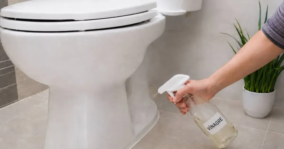 Waarom je witte azijn rond de voet van het toilet moet spuiten